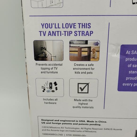 NIB Sanus TV Antitip Strap for up to 70" TV #A701-B1 - Picture 5 of 6